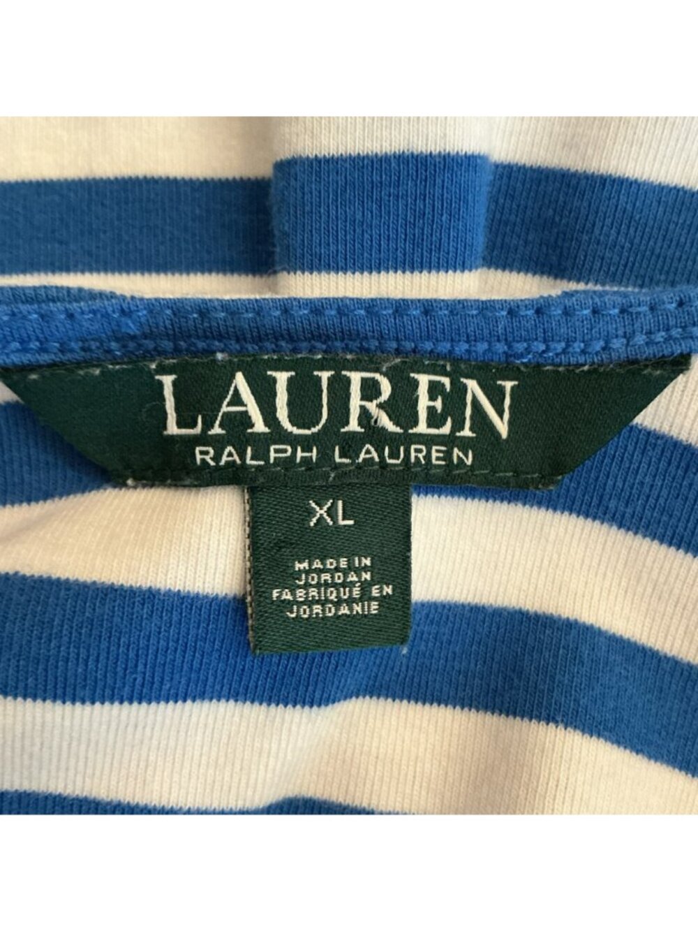 Lauren Ralph Lauren Scoop Neck Striped Short Sleeve Top Womens XL Blue White - Picture 9 of 10